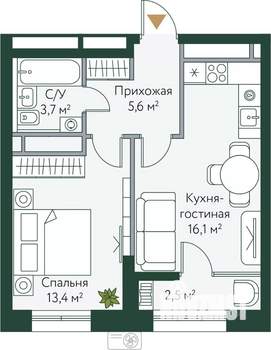 1-к квартира, вторичка, 41м2, 24/24 этаж
