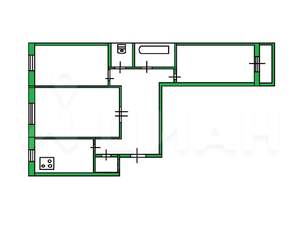 3-к квартира, вторичка, 65м2, 1/9 этаж