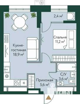 1-к квартира, вторичка, 42м2, 24/24 этаж