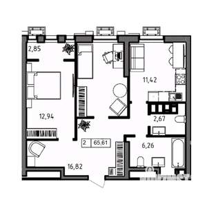 2-к квартира, вторичка, 66м2, 21/23 этаж