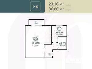 1-к квартира, вторичка, 37м2, 5/5 этаж