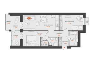 2-к квартира, вторичка, 69м2, 3/8 этаж