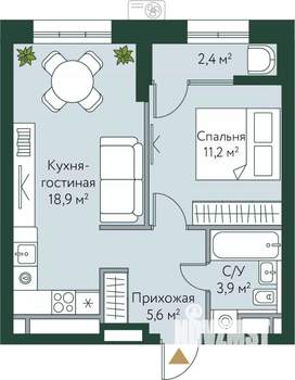1-к квартира, вторичка, 42м2, 4/24 этаж