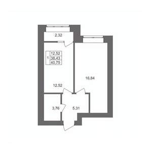 1-к квартира, вторичка, 41м2, 8/10 этаж
