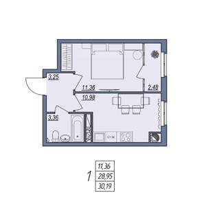 1-к квартира, вторичка, 30м2, 4/8 этаж