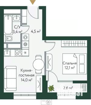 1-к квартира, вторичка, 37м2, 13/24 этаж