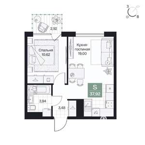 1-к квартира, вторичка, 38м2, 4/8 этаж