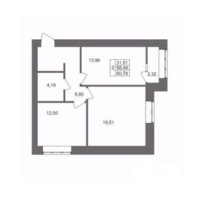 2-к квартира, вторичка, 61м2, 8/10 этаж