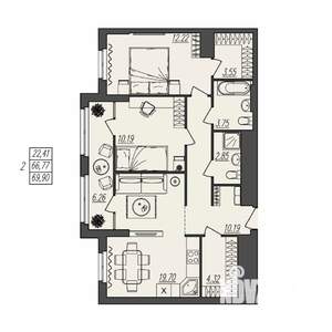 2-к квартира, вторичка, 70м2, 17/17 этаж