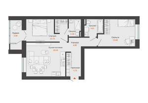 2-к квартира, строящийся дом, 68м2, 5/8 этаж