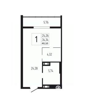 1-к квартира, вторичка, 40м2, 6/18 этаж