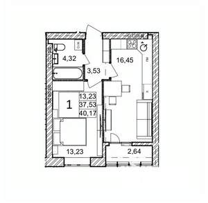 1-к квартира, вторичка, 40м2, 1/9 этаж