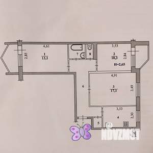 3-к квартира, вторичка, 65м2, 8/9 этаж