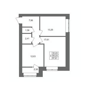 2-к квартира, вторичка, 58м2, 7/10 этаж
