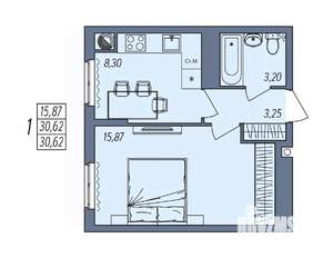 1-к квартира, вторичка, 31м2, 4/10 этаж
