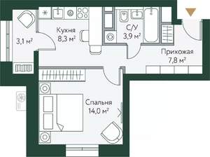 1-к квартира, вторичка, 37м2, 12/24 этаж