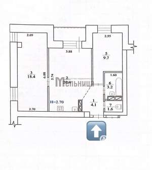 3-к квартира, вторичка, 59м2, 7/12 этаж
