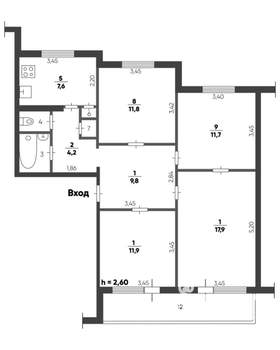 4-к квартира, вторичка, 80м2, 15/16 этаж