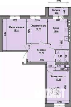 3-к квартира, строящийся дом, 74м2, 4/4 этаж