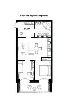 Студия квартира, вторичка, 64м2, 1/17 этаж