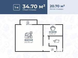 1-к квартира, вторичка, 35м2, 2/4 этаж