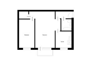 2-к квартира, вторичка, 43м2, 1/5 этаж