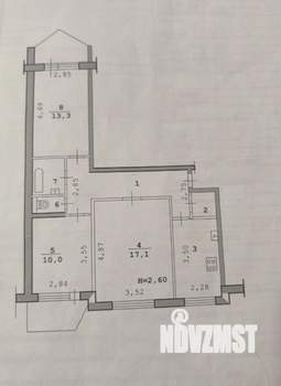 3-к квартира, вторичка, 65м2, 9/9 этаж