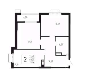 2-к квартира, вторичка, 73м2, 2/18 этаж