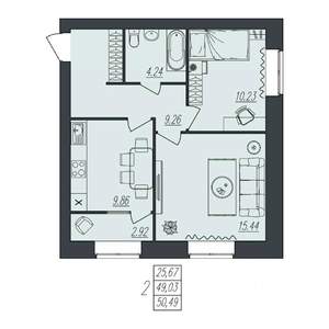 2-к квартира, вторичка, 50м2, 9/10 этаж