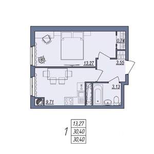 1-к квартира, вторичка, 30м2, 4/10 этаж