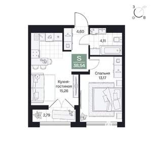 1-к квартира, вторичка, 39м2, 8/10 этаж