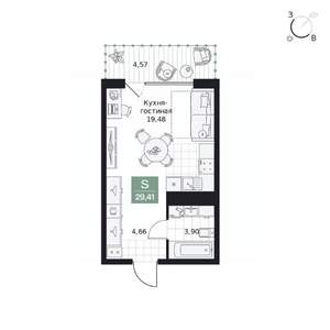 Студия квартира, вторичка, 29м2, 7/9 этаж
