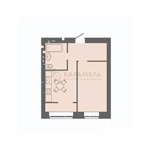 1-к квартира, строящийся дом, 40м2, 8/9 этаж