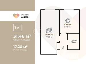 1-к квартира, вторичка, 30м2, 1/5 этаж