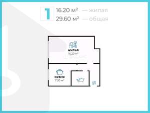 1-к квартира, вторичка, 30м2, 5/5 этаж