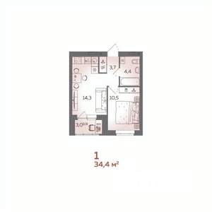 1-к квартира, вторичка, 34м2, 18/21 этаж