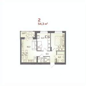 2-к квартира, вторичка, 54м2, 11/21 этаж