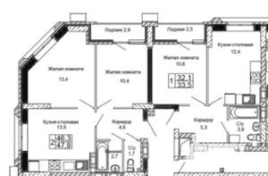3-к квартира, вторичка, 81м2, 15/17 этаж