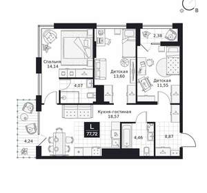 3-к квартира, вторичка, 78м2, 3/10 этаж