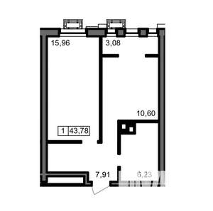 1-к квартира, вторичка, 44м2, 11/23 этаж