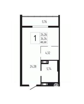1-к квартира, вторичка, 40м2, 5/18 этаж