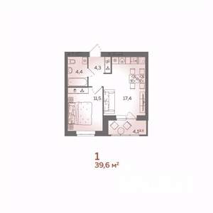 1-к квартира, вторичка, 40м2, 12/21 этаж