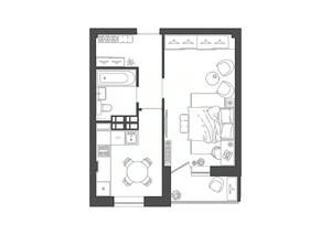 1-к квартира, строящийся дом, 37м2, 18/19 этаж