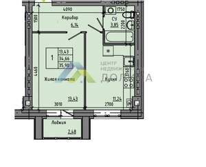1-к квартира, вторичка, 35м2, 4/5 этаж