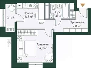 1-к квартира, вторичка, 37м2, 17/24 этаж