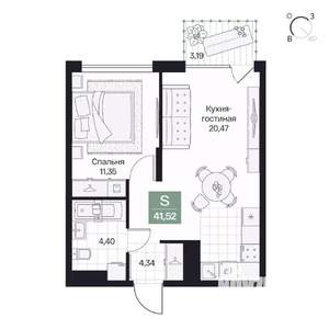 1-к квартира, вторичка, 42м2, 5/10 этаж