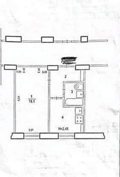 1-к квартира, вторичка, 35м2, 5/5 этаж