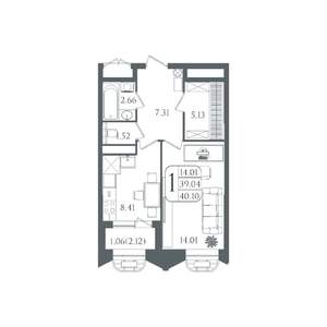 1-к квартира, вторичка, 40м2, 15/22 этаж