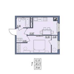 1-к квартира, вторичка, 31м2, 5/8 этаж