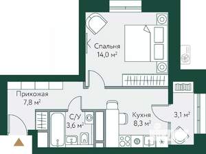 1-к квартира, строящийся дом, 37м2, 18/24 этаж